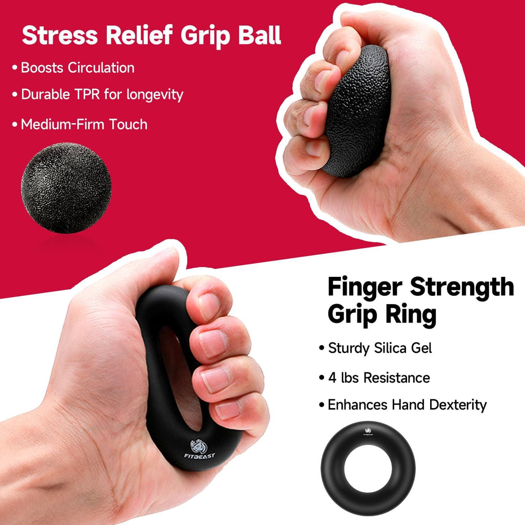Kinetora Grip Strengthener Kit, 5 Piece Hand and Forearm Trainer