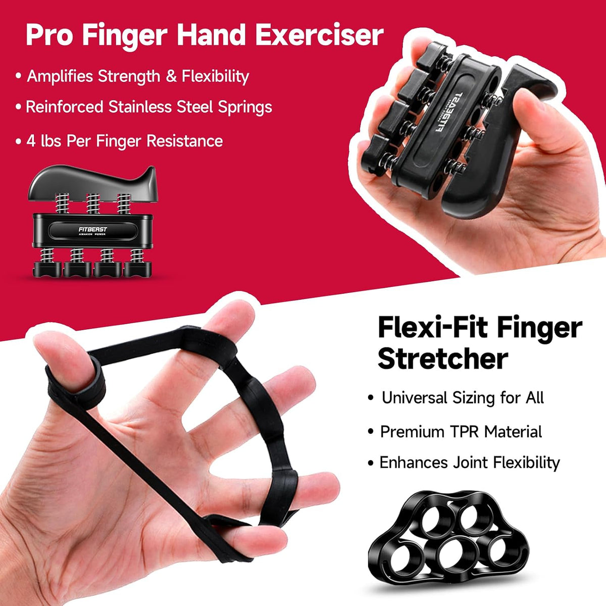 Kinetora Grip Strengthener Kit, 5 Piece Hand and Forearm Trainer