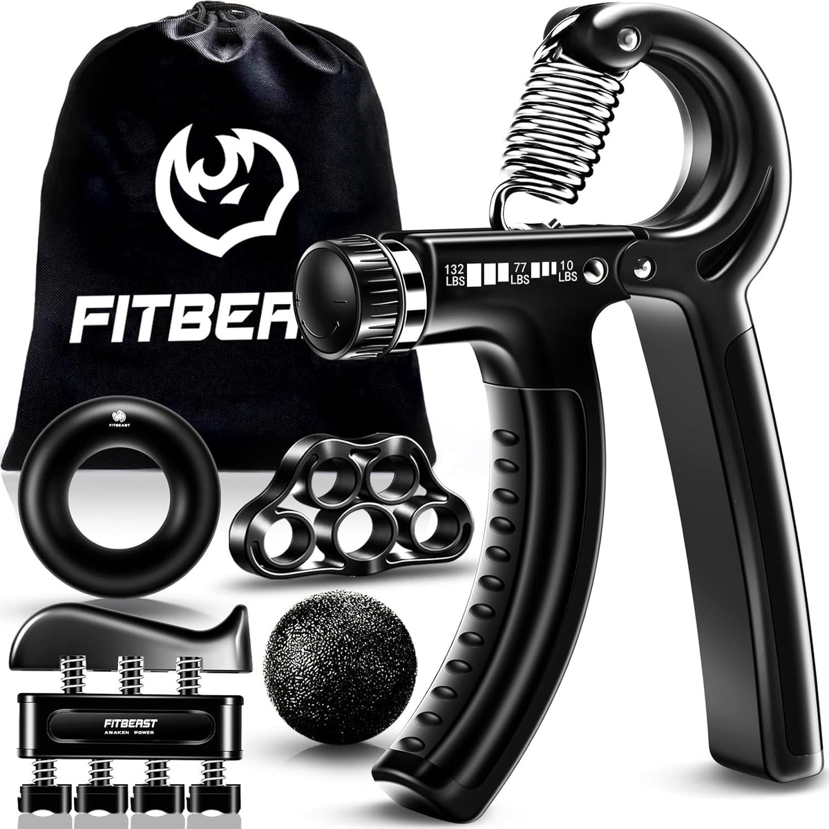 Kinetora Grip Strengthener Kit, 5 Piece Hand and Forearm Trainer